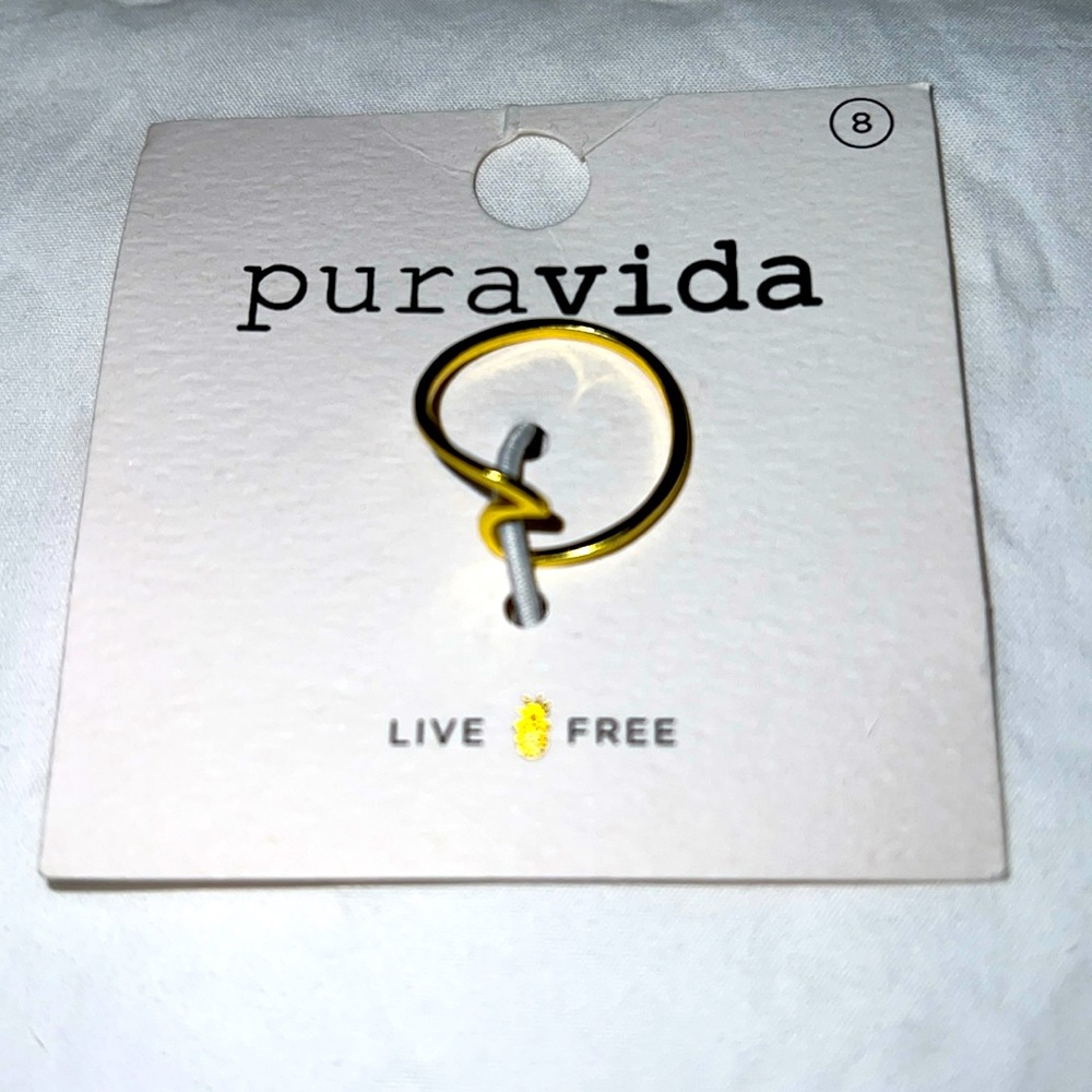 NEW Pura Vida Wave Ring 925 Sterling with Gold Plating